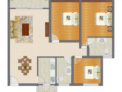 3室2厅 113.70平米户型图