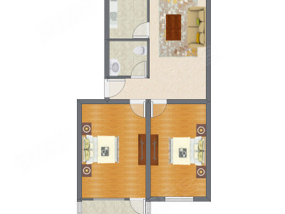 2室1厅 89.70平米户型图