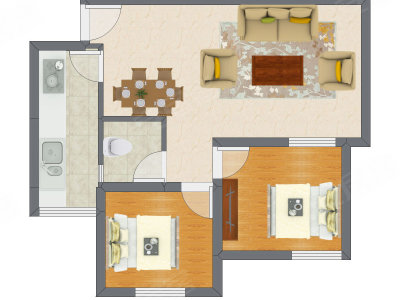 2室2厅 75.27平米户型图