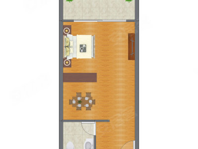 1室0厅 41.67平米户型图