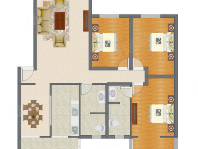 3室2厅 149.80平米户型图