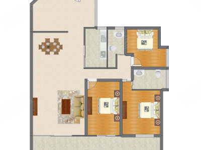 3室2厅 163.45平米户型图
