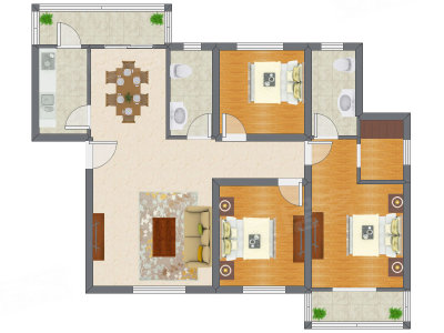 3室2厅 140.23平米
