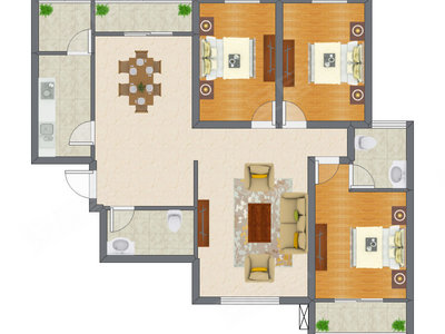 3室2厅 121.28平米