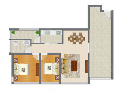 2室2厅 144.29平米户型图