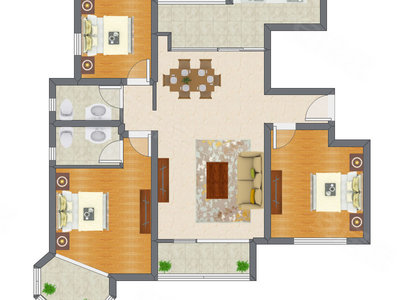 3室2厅 141.64平米
