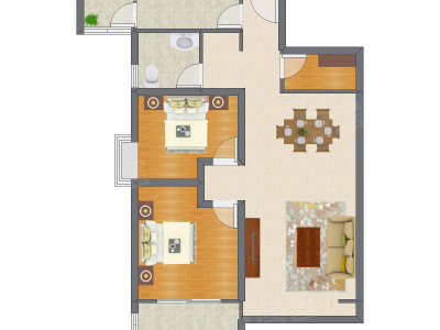 2室2厅 95.30平米户型图
