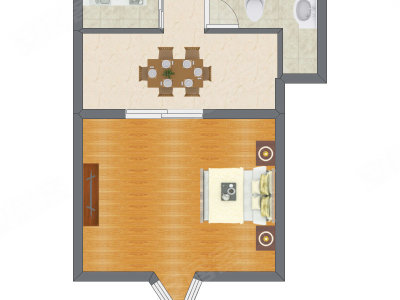 1室1厅 50.91平米
