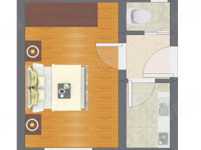 1室1厅 31.22平米户型图