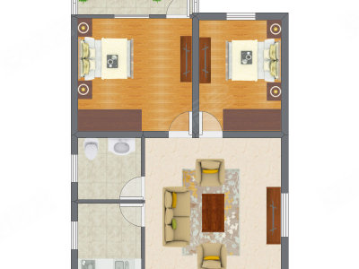 2室1厅 60.80平米