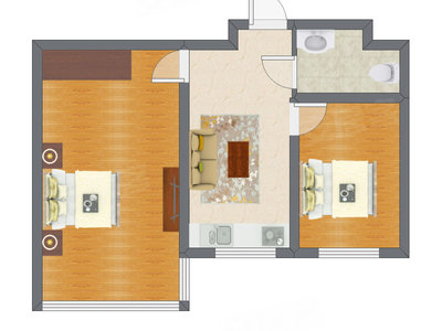 2室1厅 69.12平米户型图