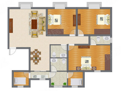 5室2厅 134.00平米户型图