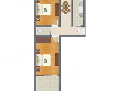 2室1厅 55.72平米户型图