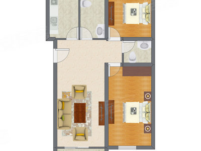 2室1厅 90.15平米