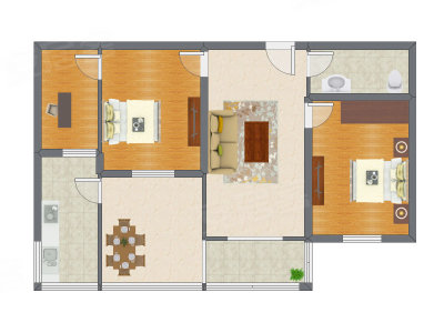 2室2厅 119.06平米户型图