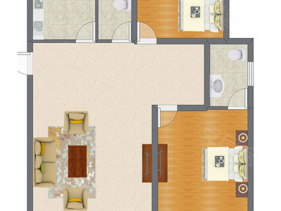 2室1厅 75.46平米户型图