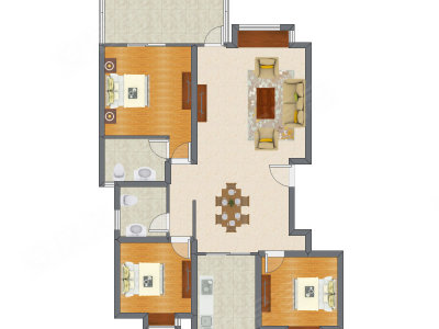 3室2厅 135.34平米户型图