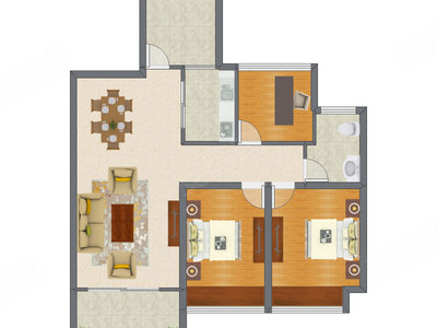 3室2厅 92.72平米户型图