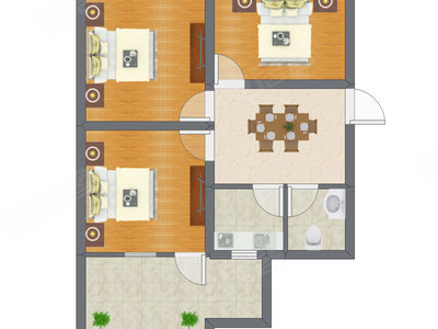 3室1厅 66.70平米