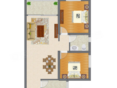 2室2厅 84.83平米户型图