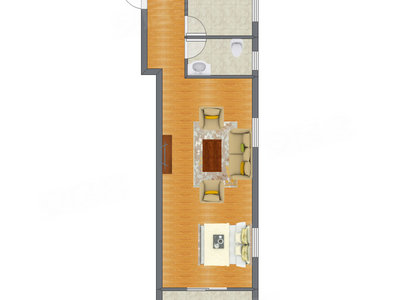 1室0厅 49.40平米户型图