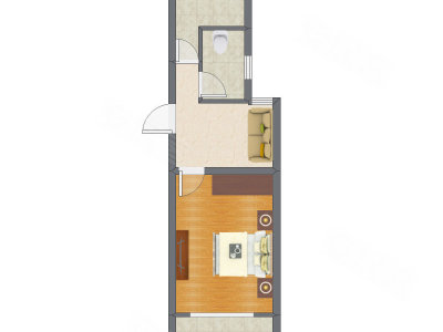 1室1厅 45.32平米户型图