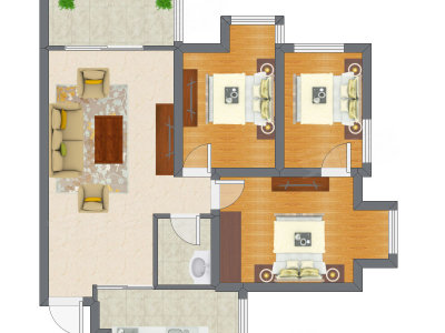 3室1厅 78.60平米户型图