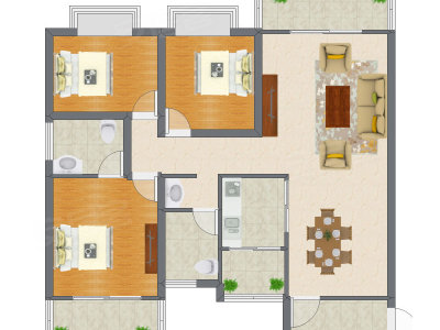 3室2厅 93.24平米