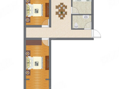 2室1厅 59.26平米户型图