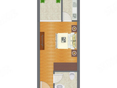 1室0厅 46.54平米户型图