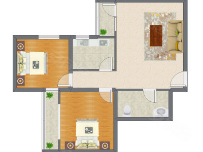 2室1厅 89.95平米户型图