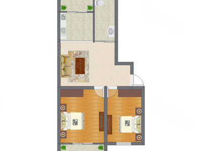 2室1厅 78.80平米户型图