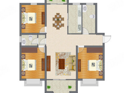 3室2厅 138.47平米户型图