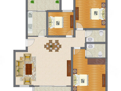 3室2厅 105.18平米