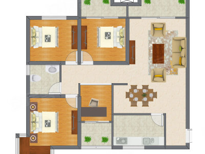 4室2厅 121.75平米