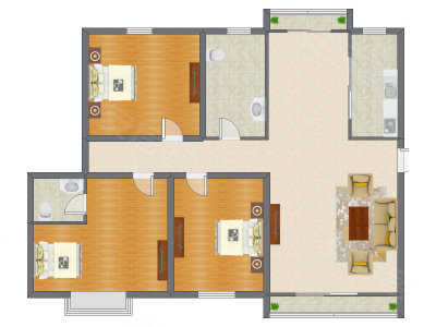 3室1厅 130.80平米