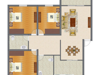 3室2厅 127.30平米