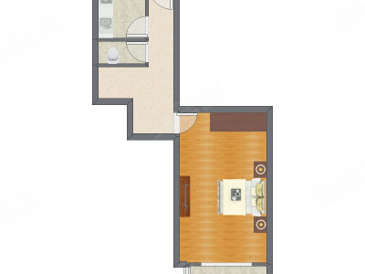 1室1厅 54.40平米户型图