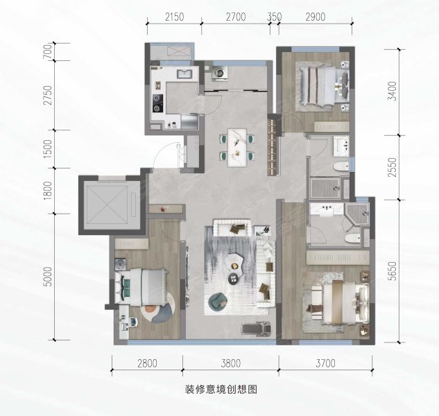 首开金地鹭鸣北湖3室2厅2卫115㎡南242万