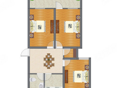 3室1厅 72.65平米