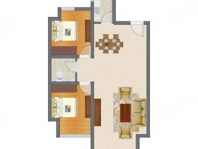 2室2厅 59.30平米户型图