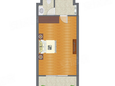 1室0厅 37.38平米户型图