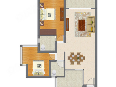 2室2厅 98.59平米户型图