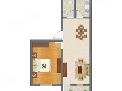 2室1厅 58.90平米户型图