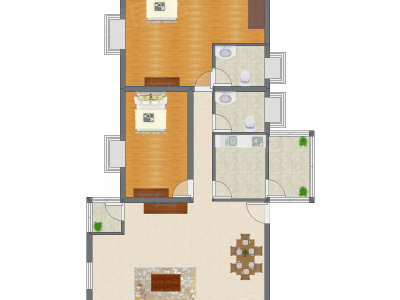 2室2厅 133.90平米户型图