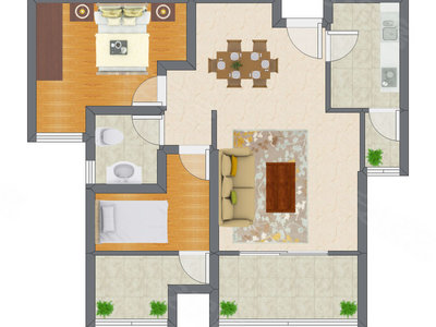 2室2厅 79.80平米户型图