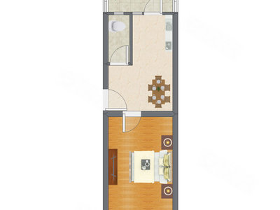 1室1厅 40.11平米户型图