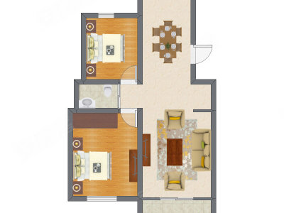 2室2厅 86.70平米户型图