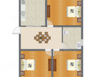 3室1厅 84.50平米