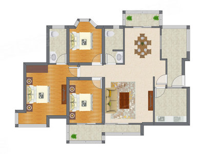3室2厅 120.40平米户型图